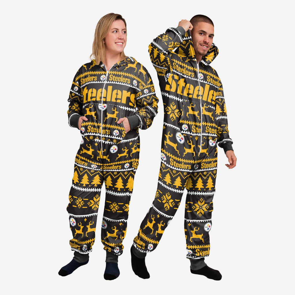 Pittsburgh Steelers Holiday One Piece Pajamas FOCO XS - FOCO.com