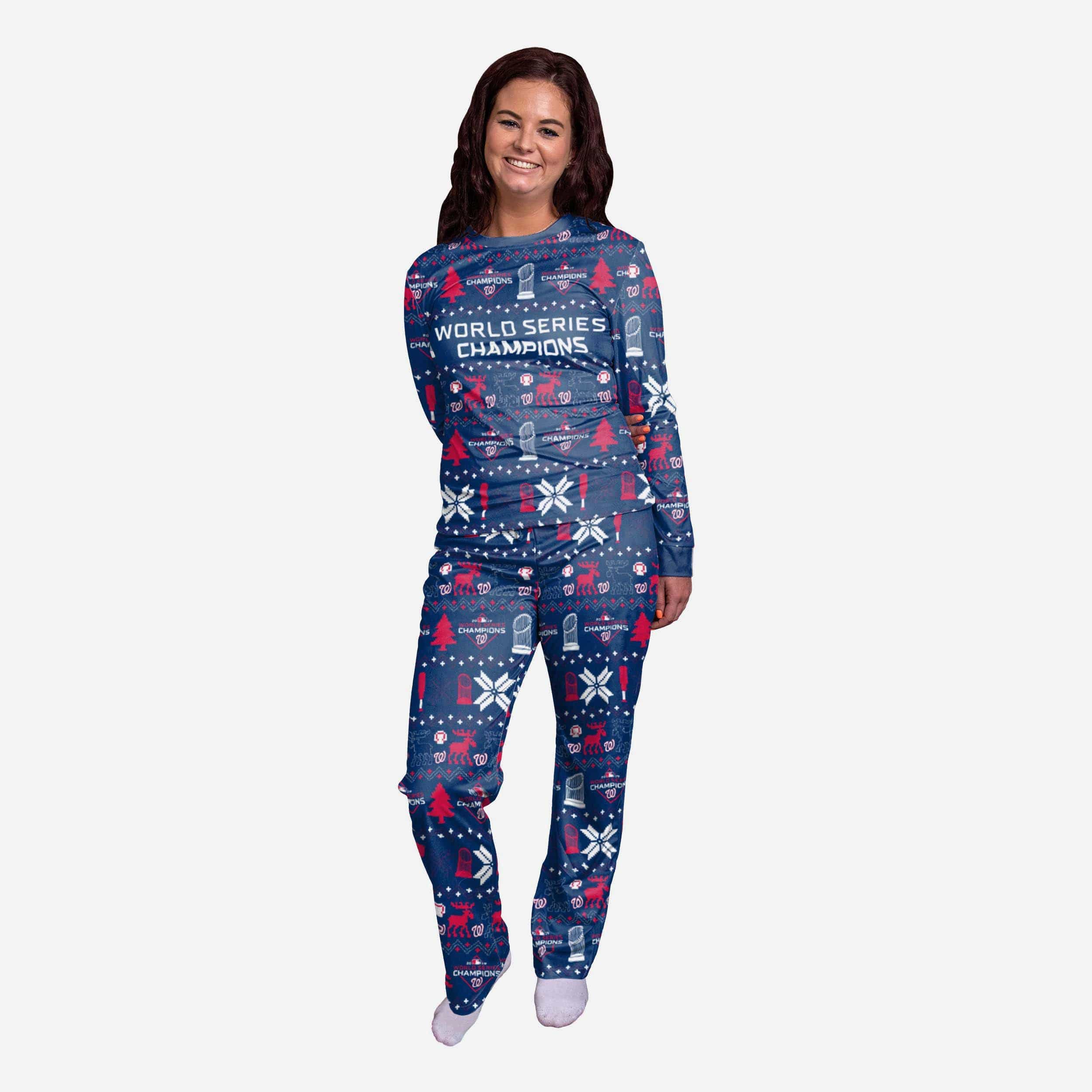 Washington Nationals 2019 World Series Champions Womens Family Holiday Pajamas, Size: L