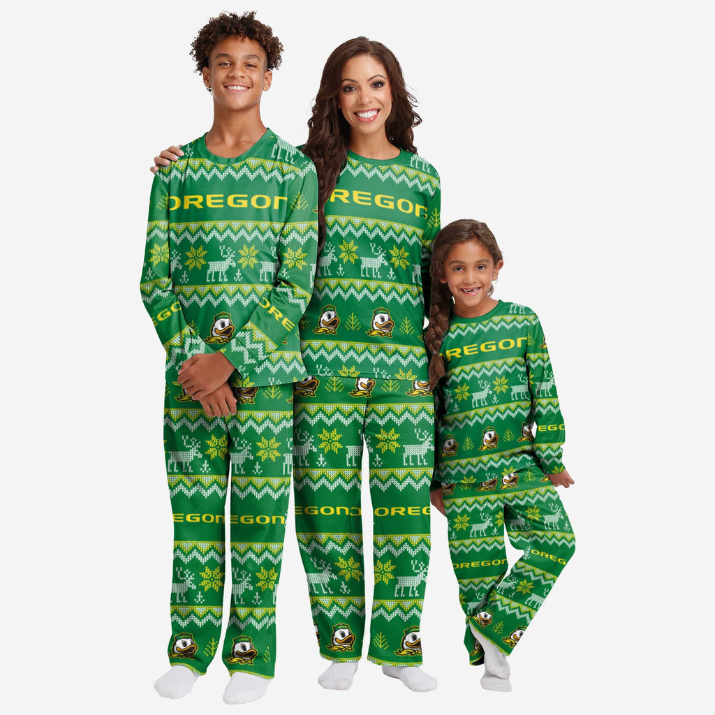 Oregon Ducks Womens Ugly Pattern Family Holiday Pajamas FOCO