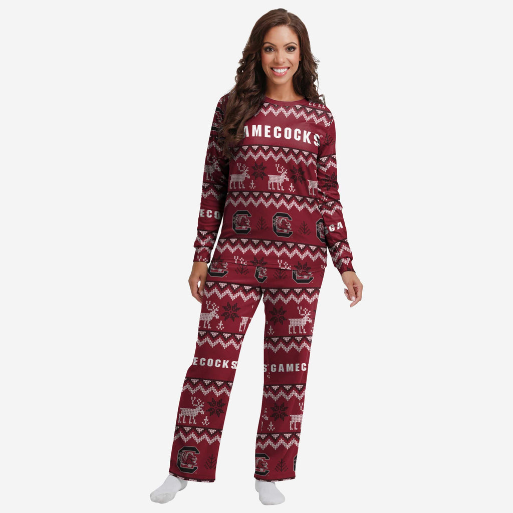 South Carolina Gamecocks Womens Ugly Pattern Family Holiday Pajamas FOCO