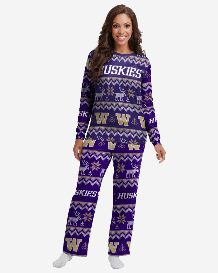 Washington Huskies Womens Ugly Pattern Family Holiday Pajamas FOCO S - FOCO.com