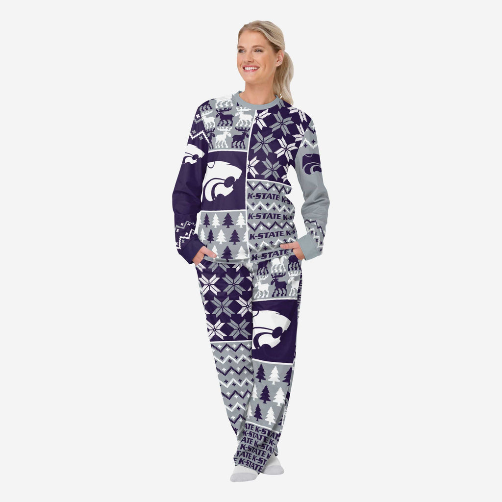 Kansas State Wildcats Womens Busy Block Family Holiday Pajamas FOCO S - FOCO.com