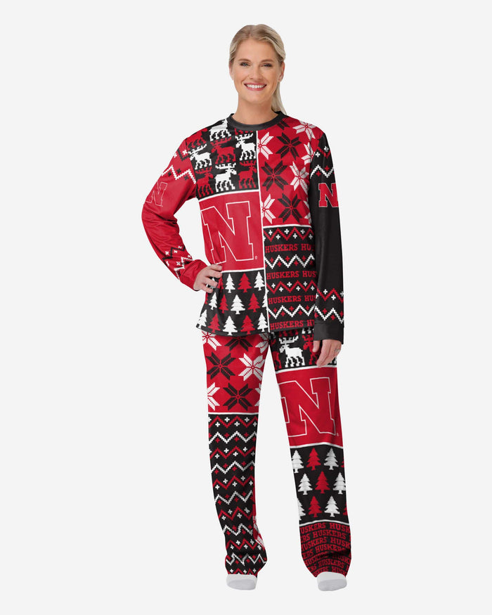 Nebraska Cornhuskers Womens Busy Block Family Holiday Pajamas FOCO S - FOCO.com