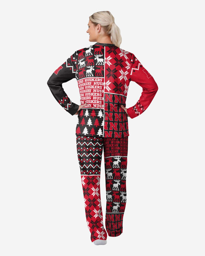 Nebraska Cornhuskers Womens Busy Block Family Holiday Pajamas FOCO - FOCO.com