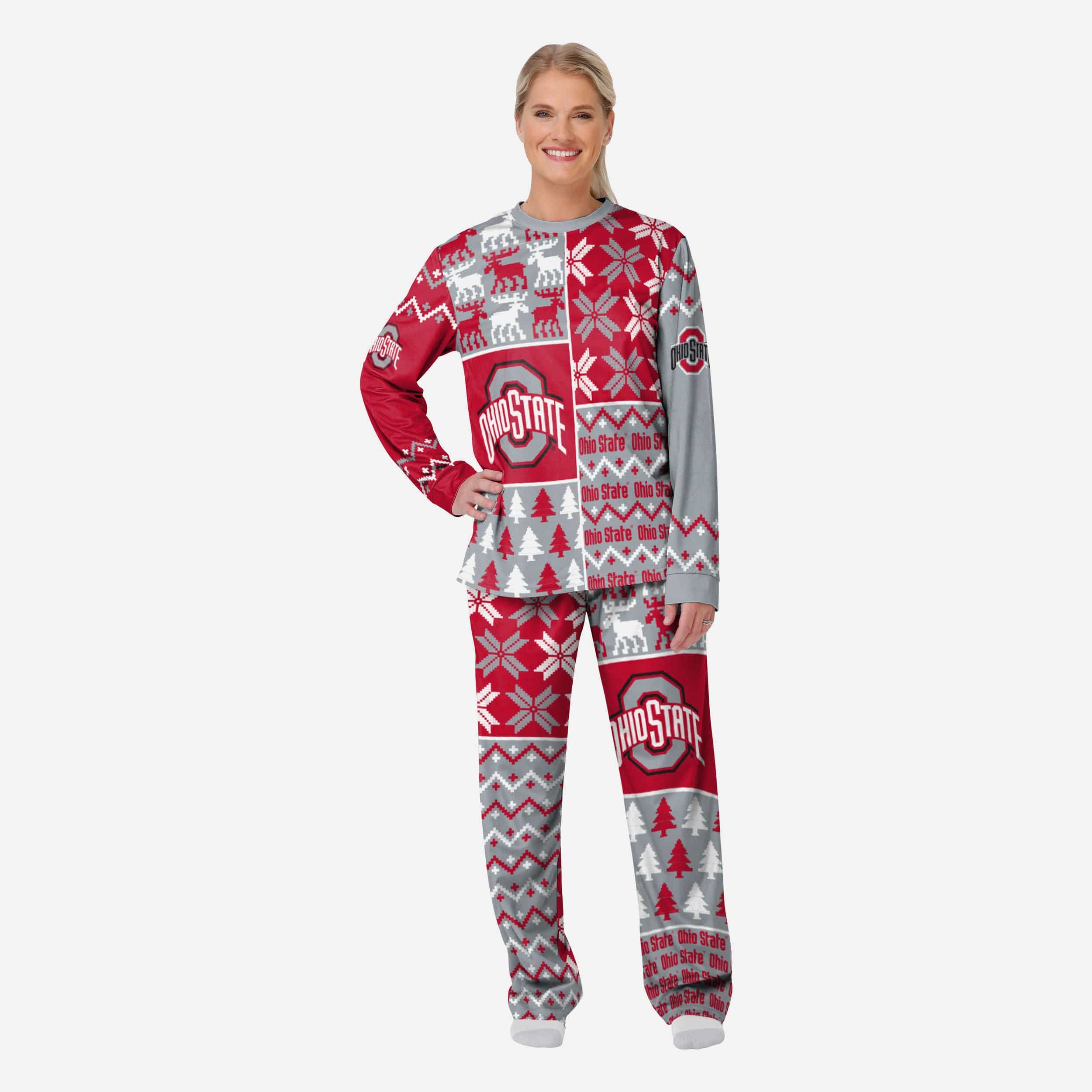 FOCO Ohio State Buckeyes NCAA Womens Sherpa One Piece Pajamas