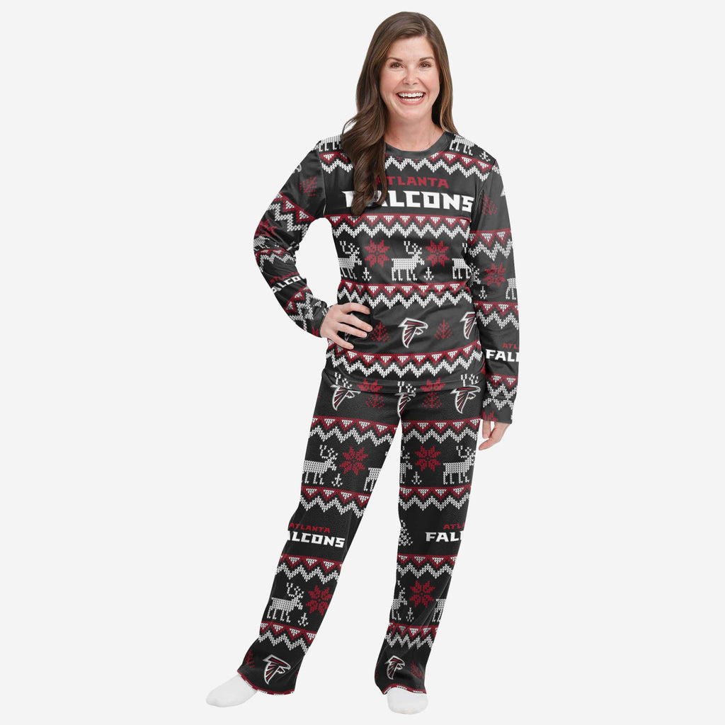Atlanta Falcons Womens Ugly Pattern Family Holiday Pajamas FOCO S - FOCO.com