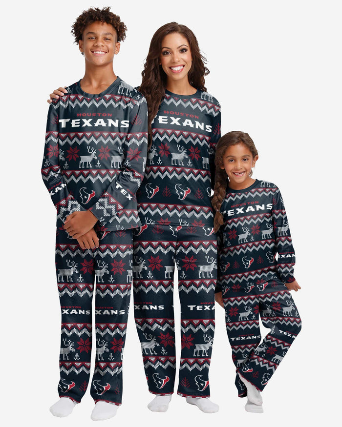 Houston Texans Womens Ugly Pattern Family Holiday Pajamas FOCO - FOCO.com