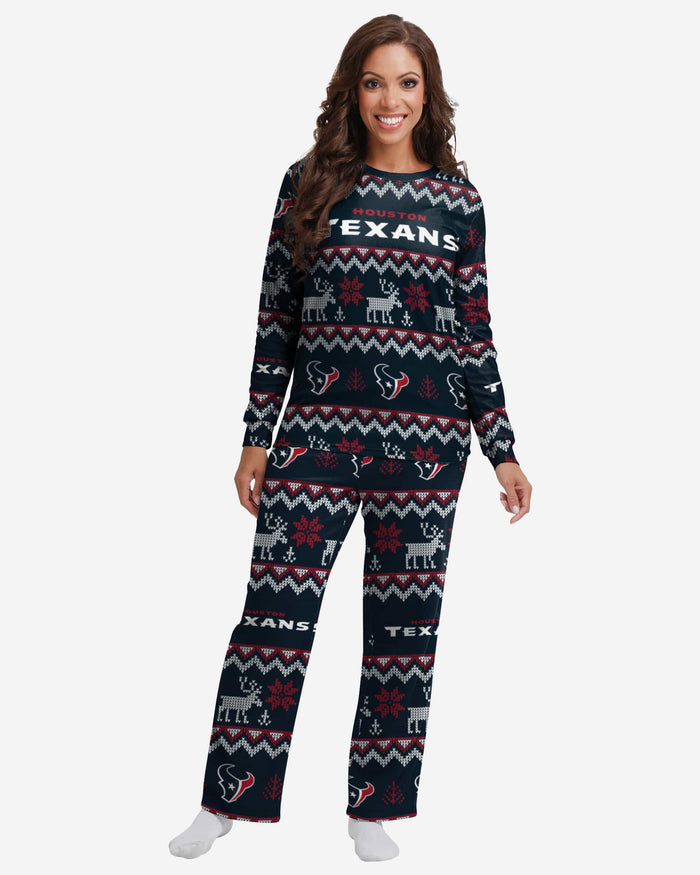 Houston Texans Womens Ugly Pattern Family Holiday Pajamas FOCO S - FOCO.com