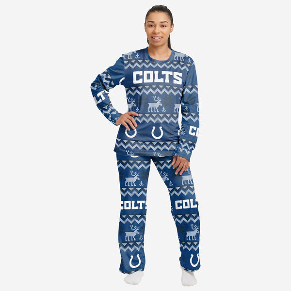 Indianapolis Colts Youth Ugly Pattern Family Holiday Pajamas FOCO