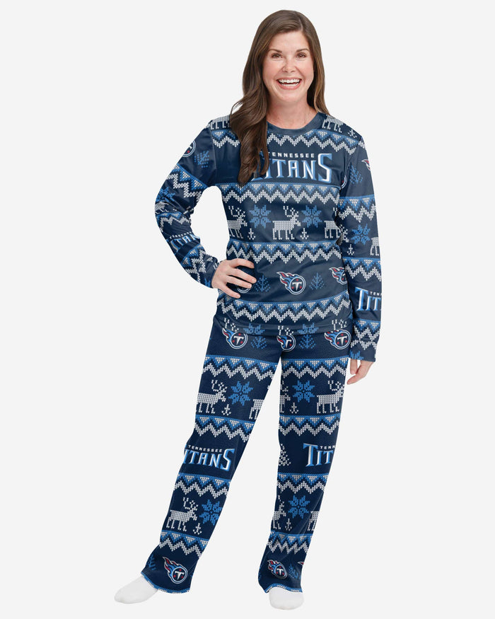 Tennessee Titans Womens Ugly Pattern Family Holiday Pajamas, Size: S