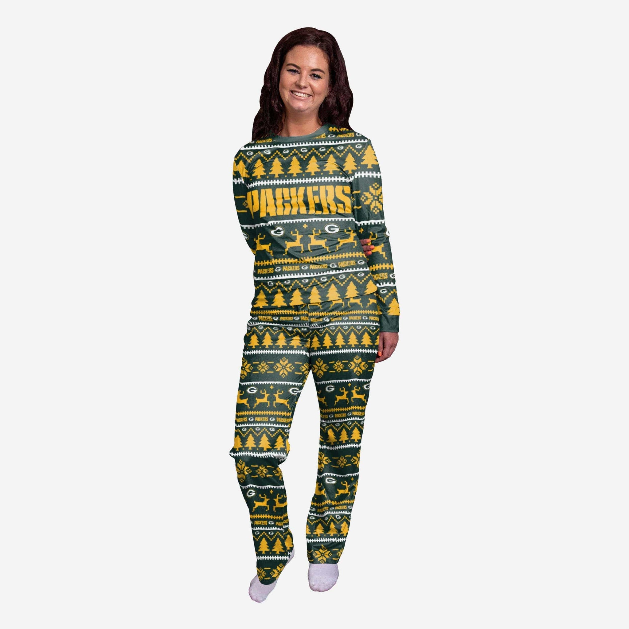 Green Bay Packers Youth Busy Block Family Holiday Pajamas FOCO