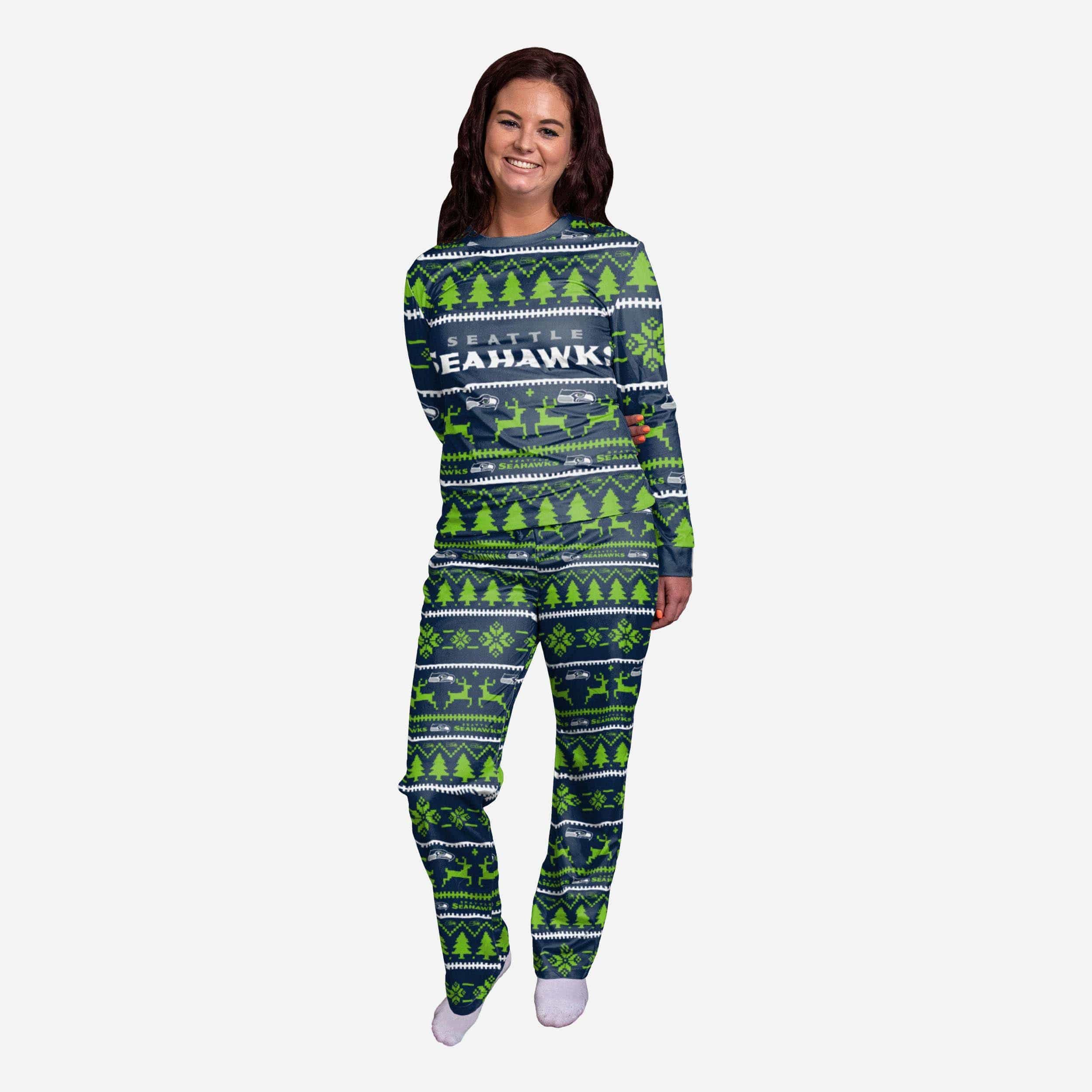 Seattle Seahawks Womens Gameday Ready Pajama Set, Size: L