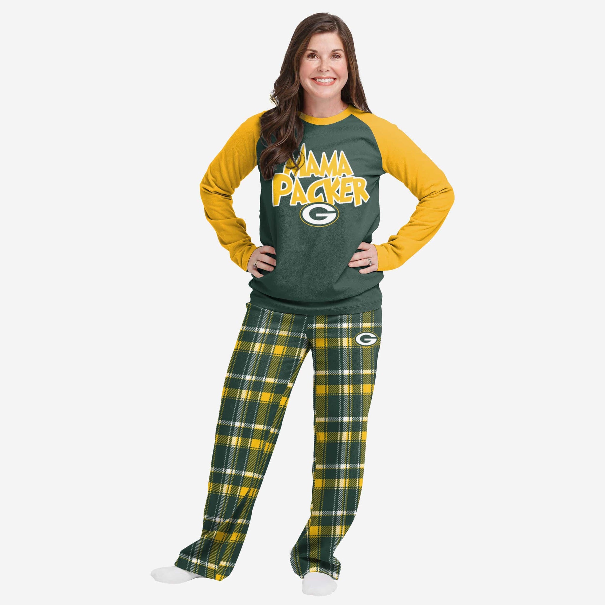 Green Bay Packers Mens Plaid Family Holiday Pajamas FOCO