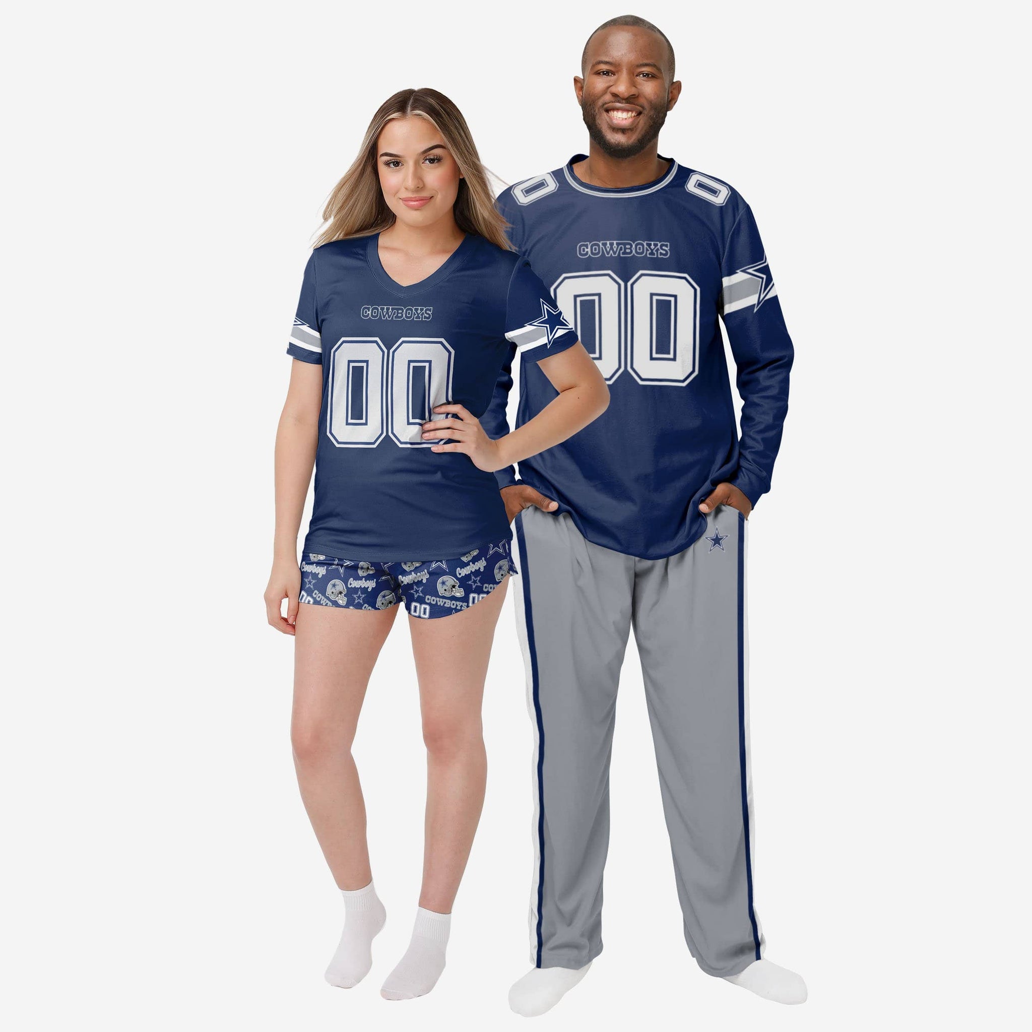 Dallas Cowboys FOCO Team Ugly Pajama Set - Navy