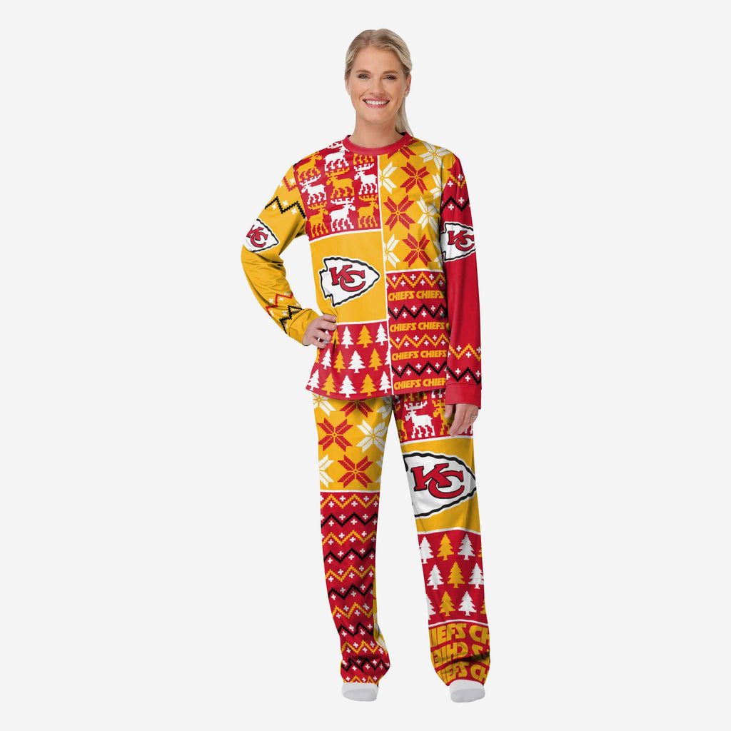 Kansas City Chiefs Womens Busy Block Family Holiday Pajamas FOCO S - FOCO.com