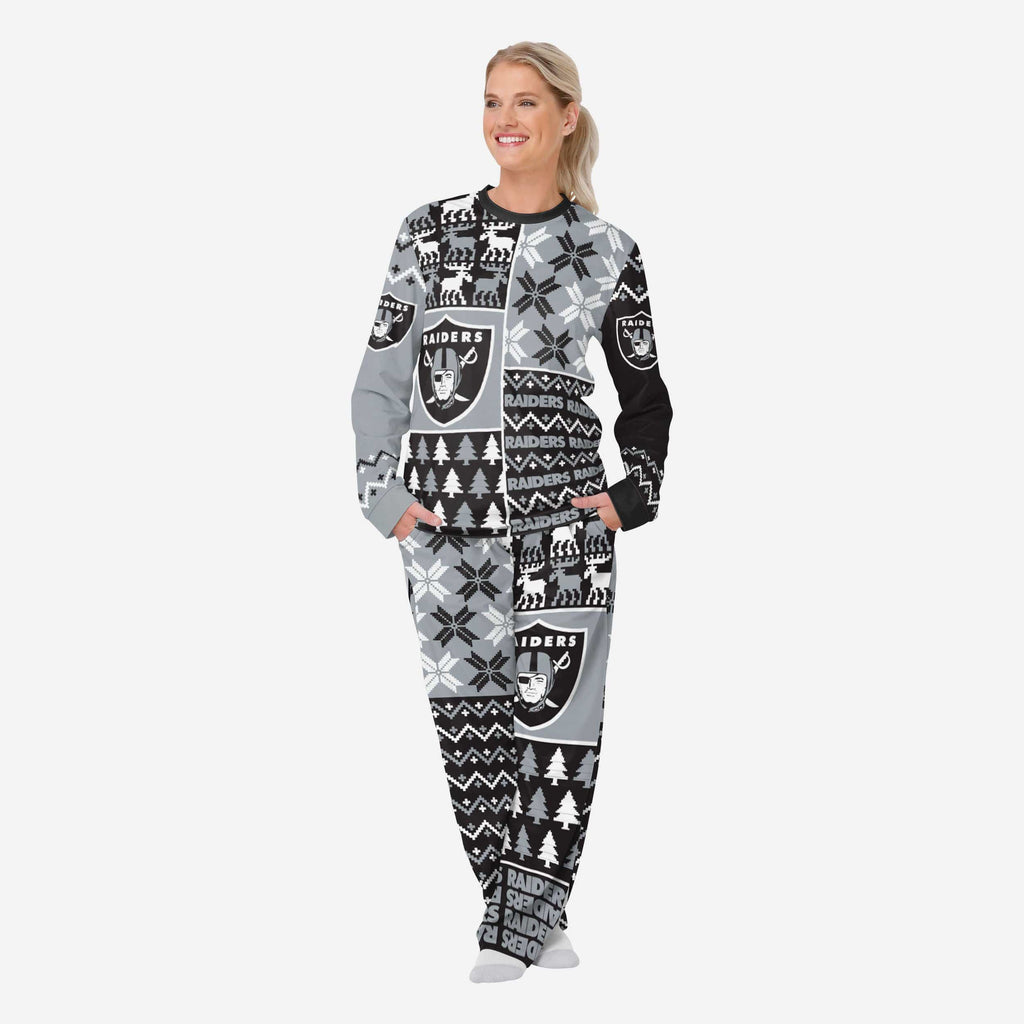 Las Vegas Raiders Womens Busy Block Family Holiday Pajamas FOCO S - FOCO.com