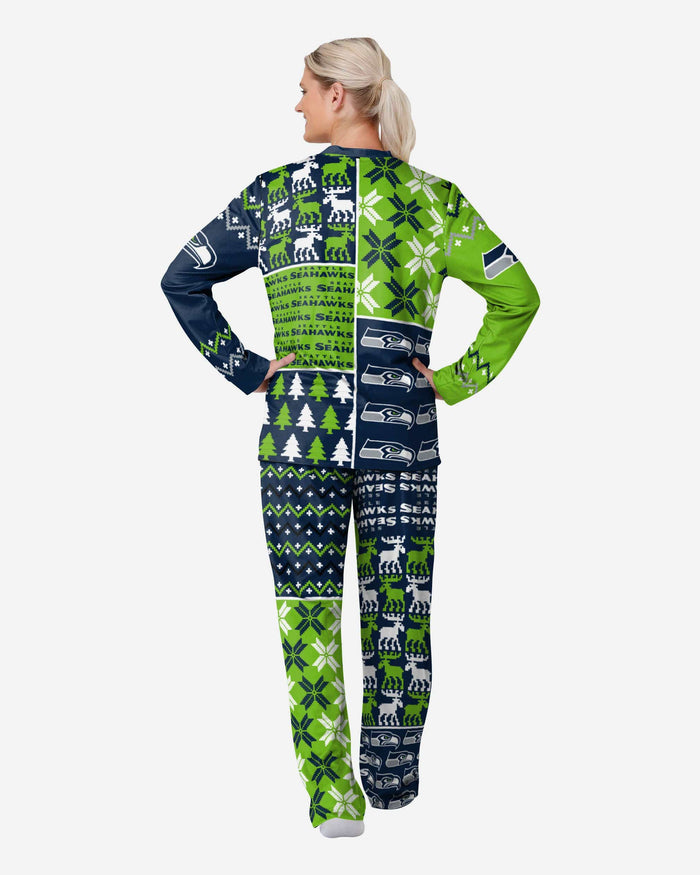 Seattle Seahawks Womens Busy Block Family Holiday Pajamas FOCO - FOCO.com