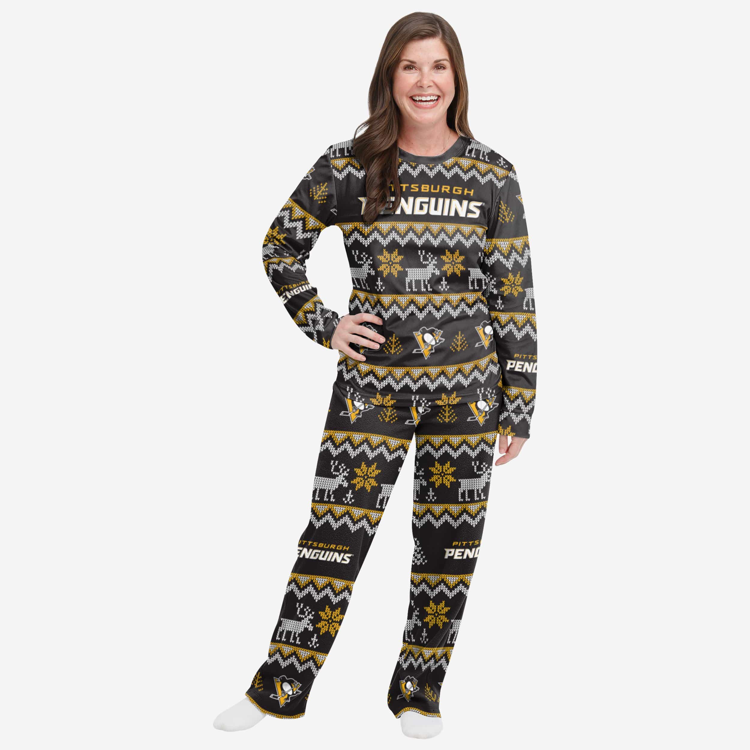 Women's FOCO Black Pittsburgh Steelers Team Ugly Pajamas Set