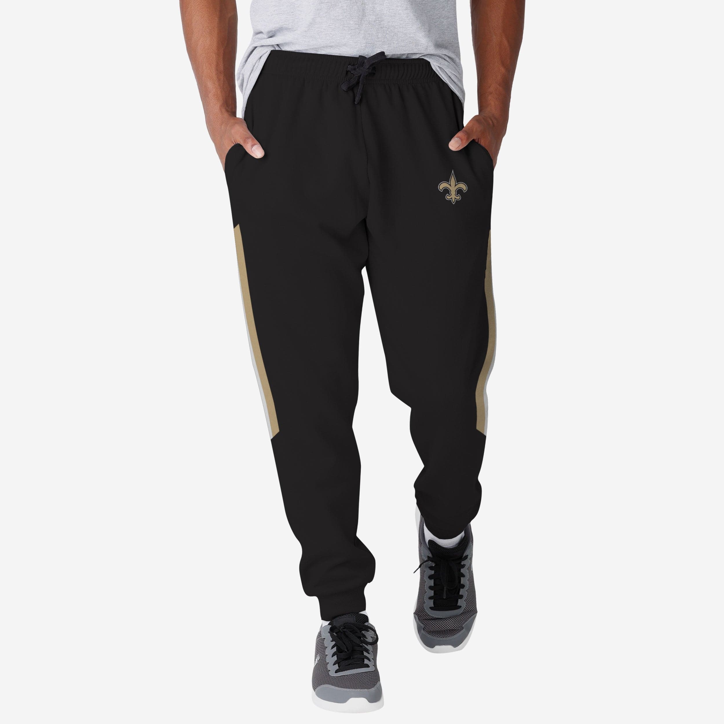 FOCO New Orleans Saints NFL Mens Stripe Logo Track Pants