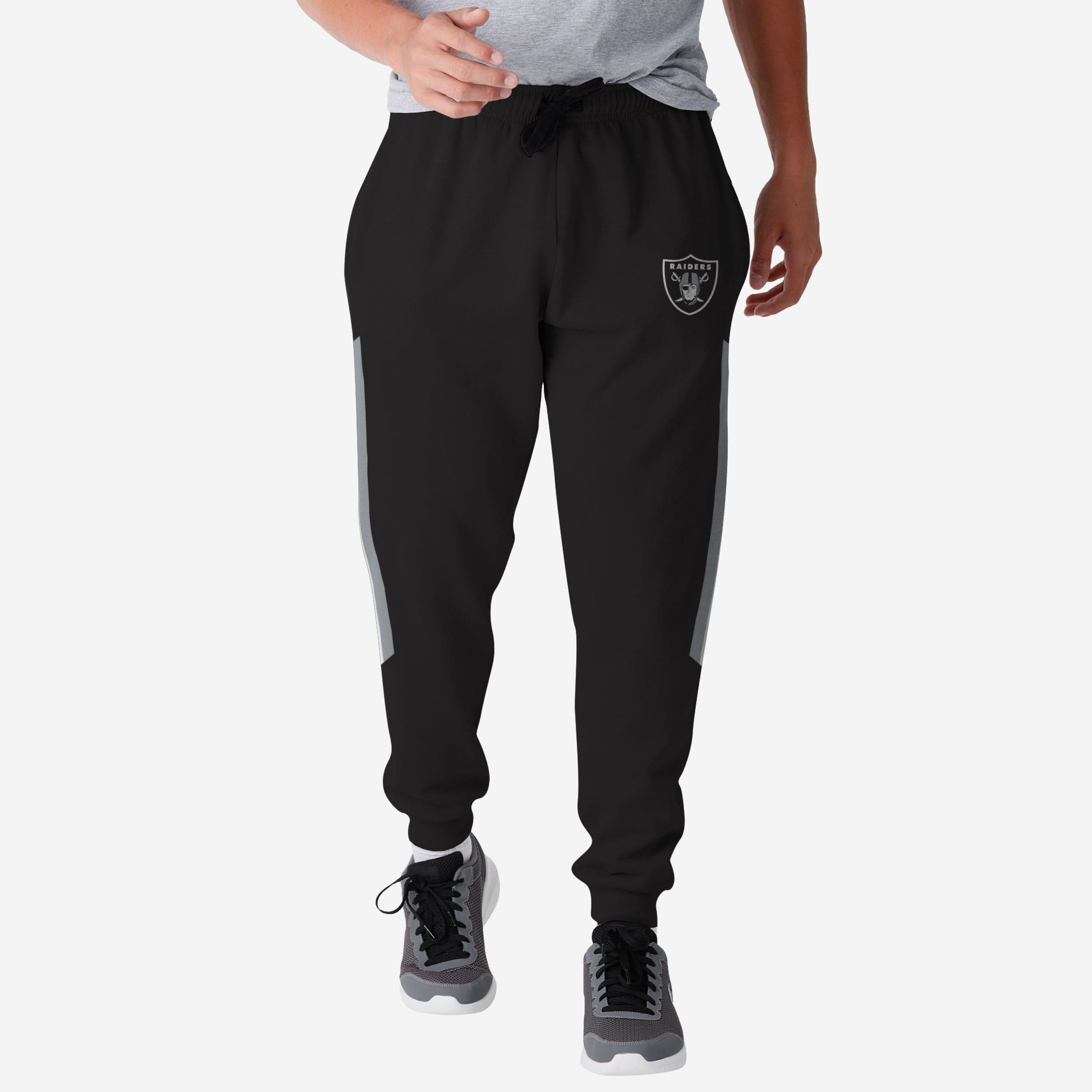 FOCO Las Vegas Raiders NFL Mens Stripe Logo Track Pants