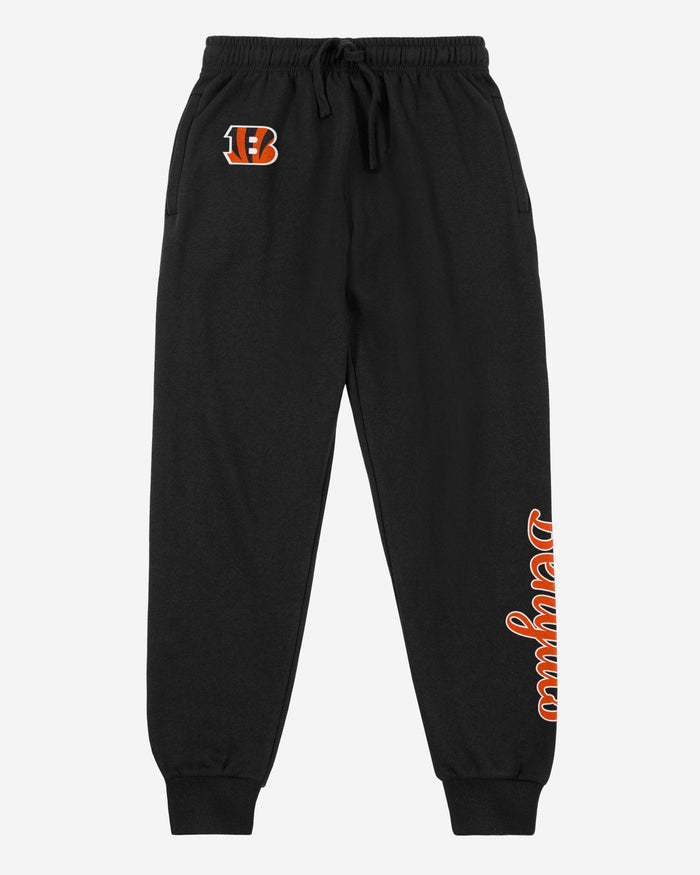 Cincinnati Bengals Womens Script Wordmark Black Joggers FOCO - FOCO.com