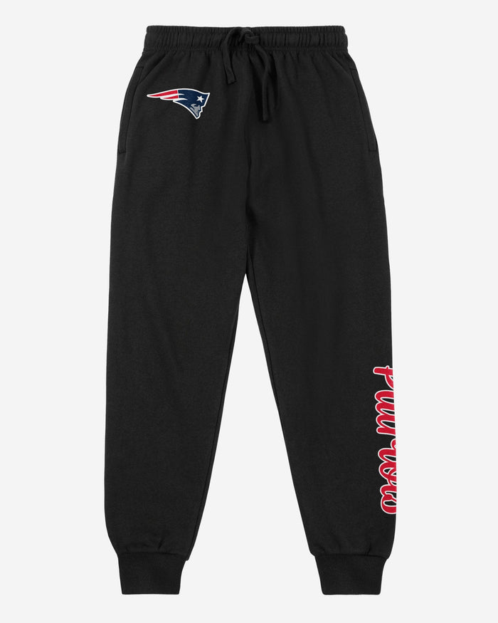 New England Patriots Womens Script Wordmark Black Joggers FOCO - FOCO.com