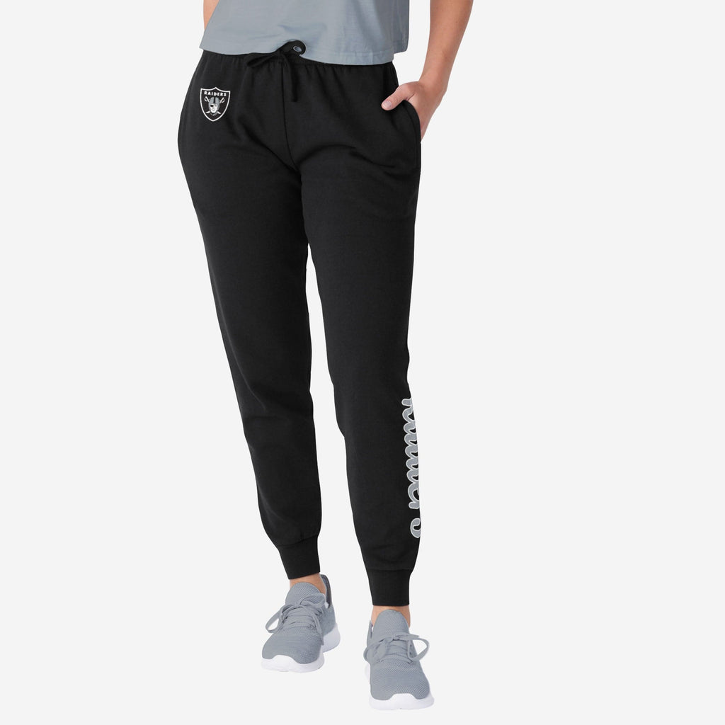 Las Vegas Raiders Womens Script Wordmark Black Joggers FOCO S - FOCO.com