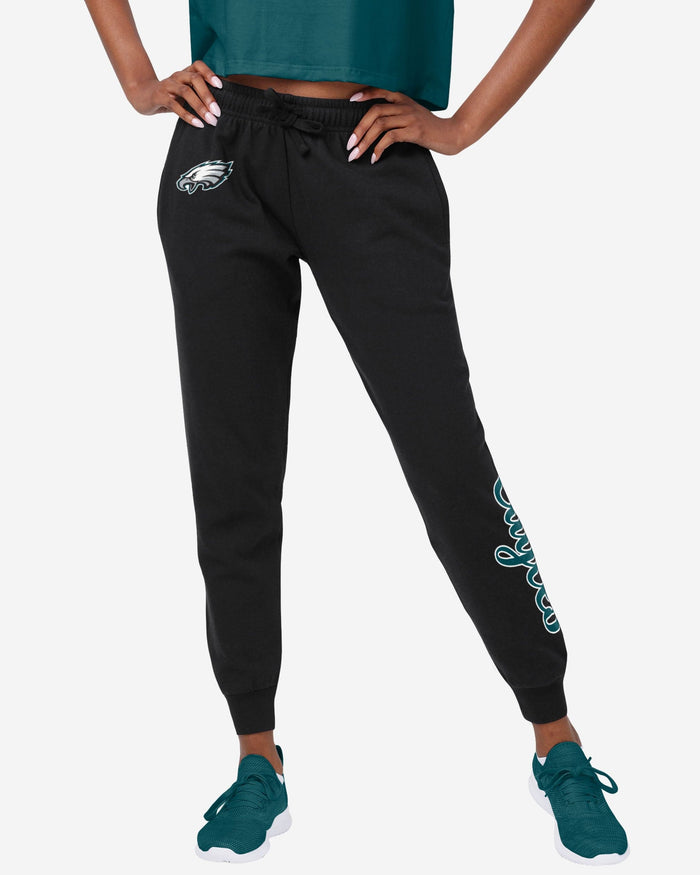 Philadelphia Eagles Womens Script Wordmark Black Joggers FOCO S - FOCO.com