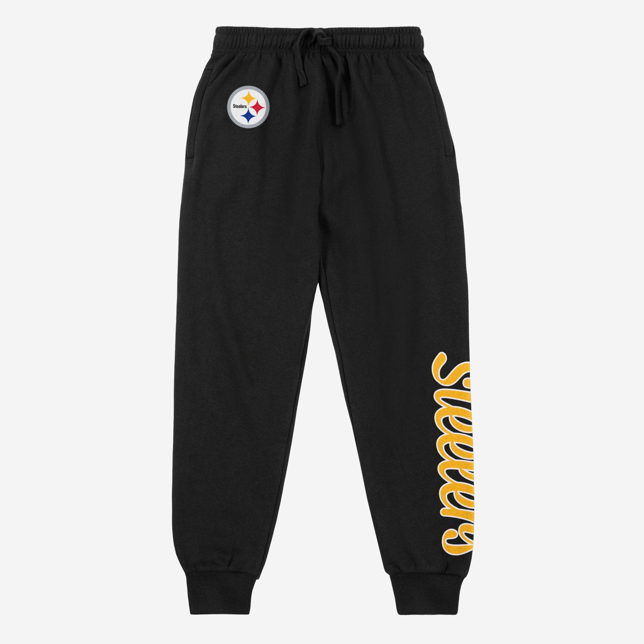 FOCO Pittsburgh Steelers Womens Script Wordmark Black Joggers, Size: S