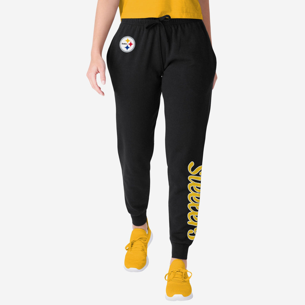 Pittsburgh Steelers Womens Script Wordmark Black Joggers FOCO S - FOCO.com