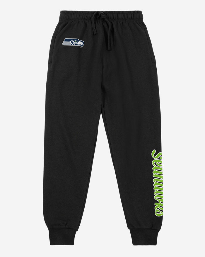 Seattle Seahawks Womens Script Wordmark Black Joggers FOCO - FOCO.com