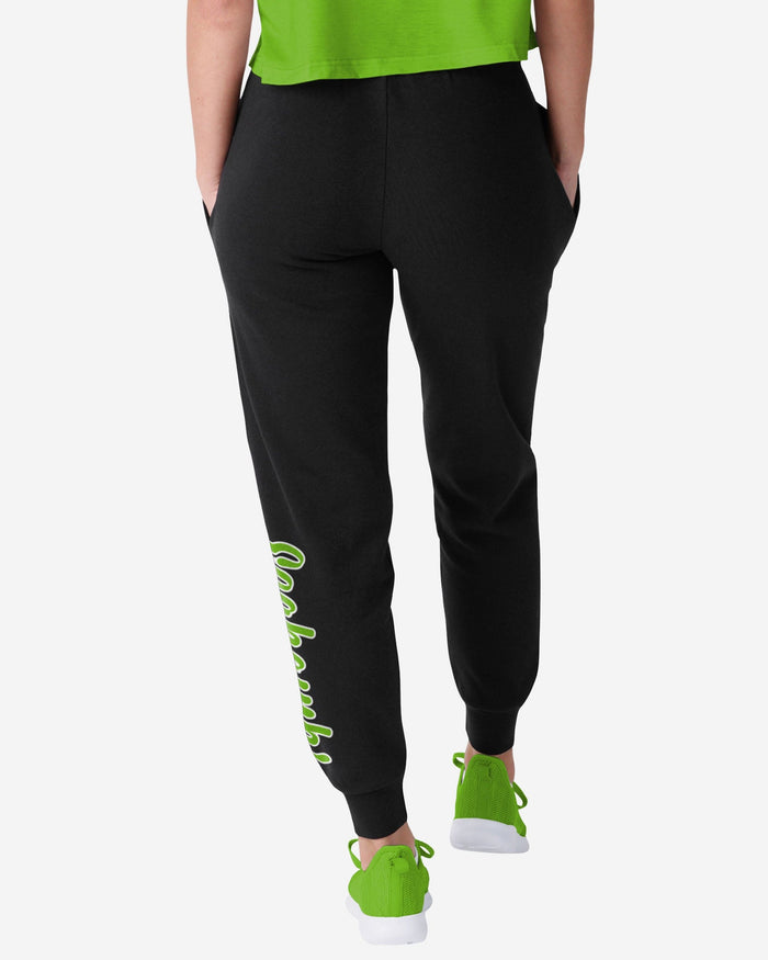 Seattle Seahawks Womens Script Wordmark Black Joggers FOCO - FOCO.com