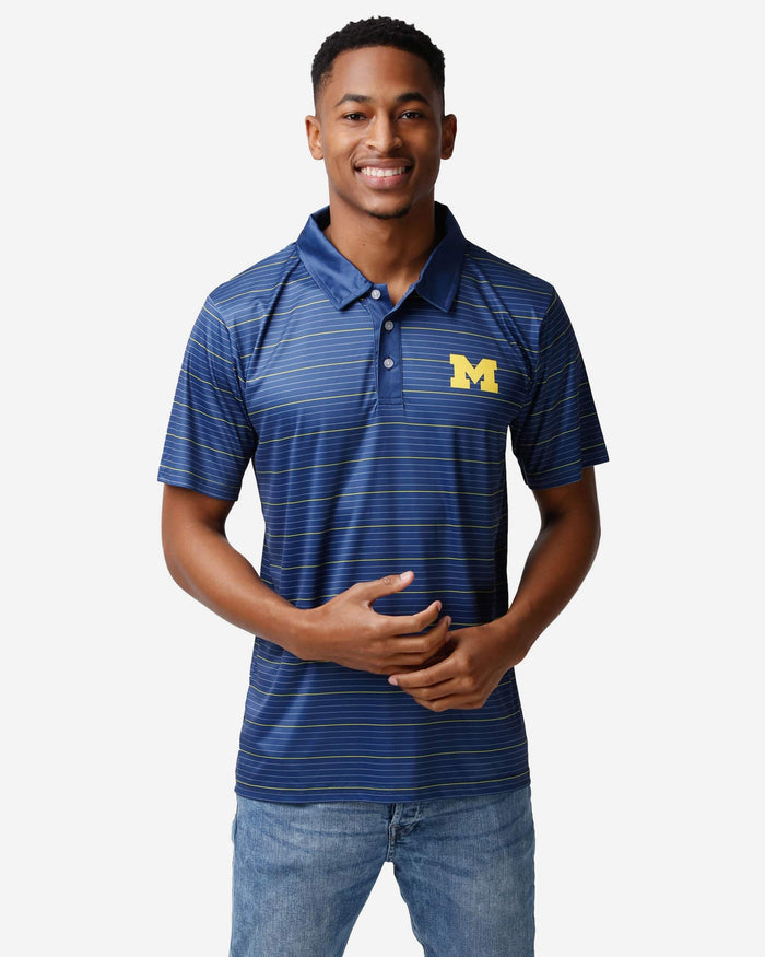 Michigan Wolverines Striped Polyester Polo FOCO S - FOCO.com