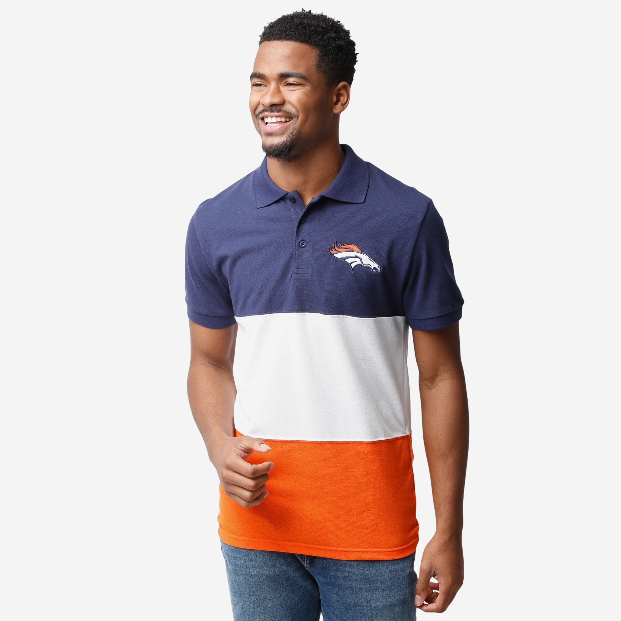 FOCO Denver Broncos NFL Mens Rugby Scrum Polo