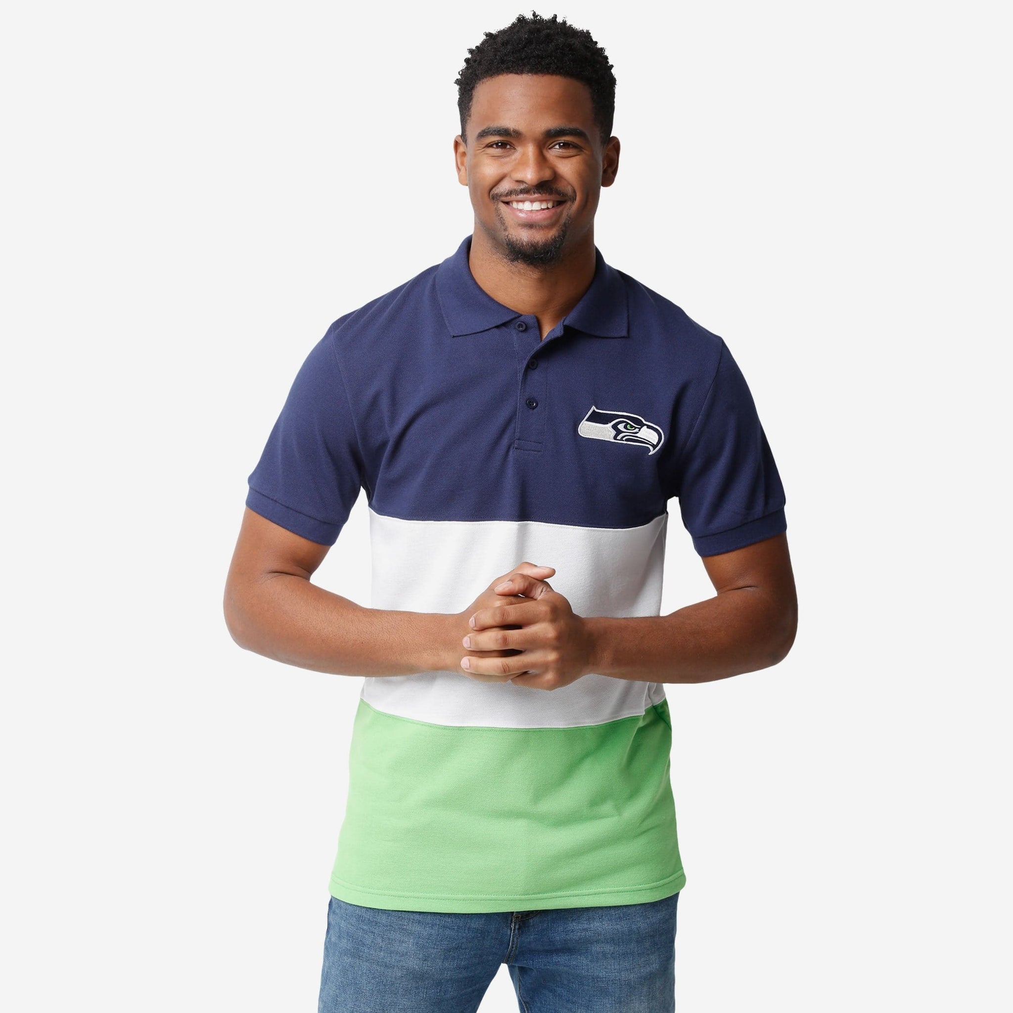 FOCO Seattle Seahawks NFL Mens Rugby Scrum Polo - M