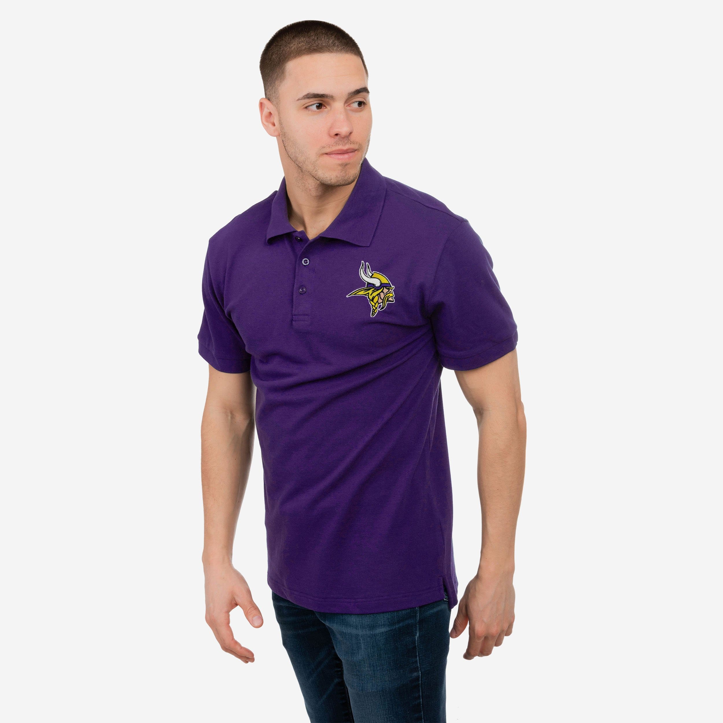 FOCO Minnesota Vikings NFL Mens Cotton Stripe Polo Shirt