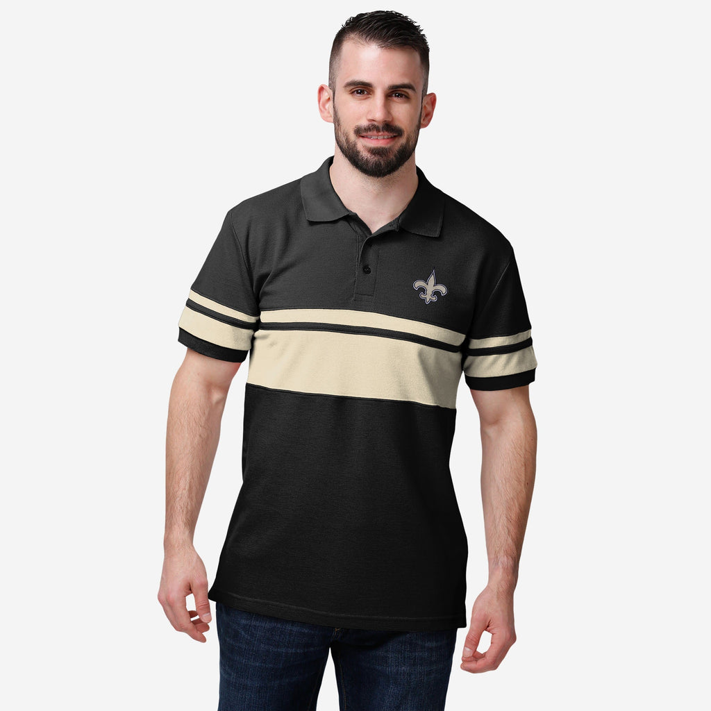 New Orleans Saints Cotton Stripe Polo FOCO S - FOCO.com