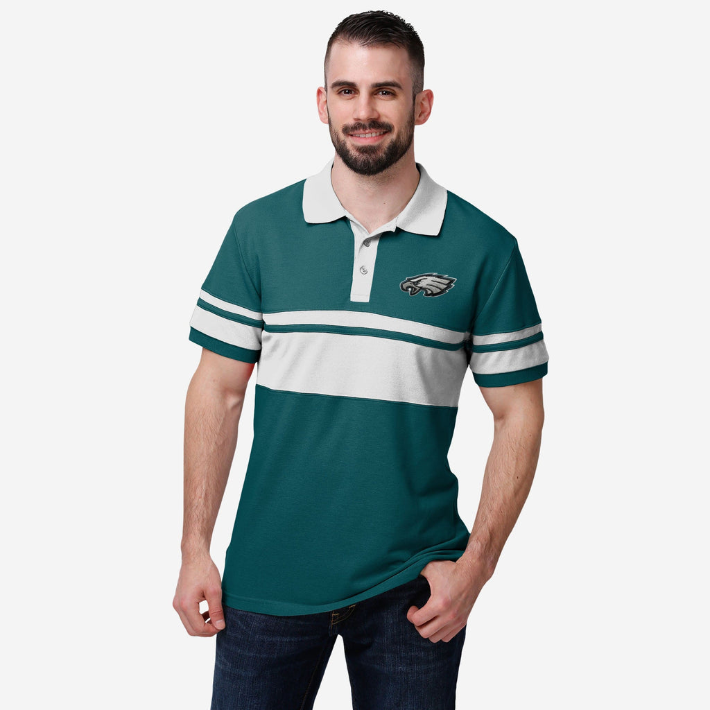 Philadelphia Eagles Cotton Stripe Polo FOCO S - FOCO.com