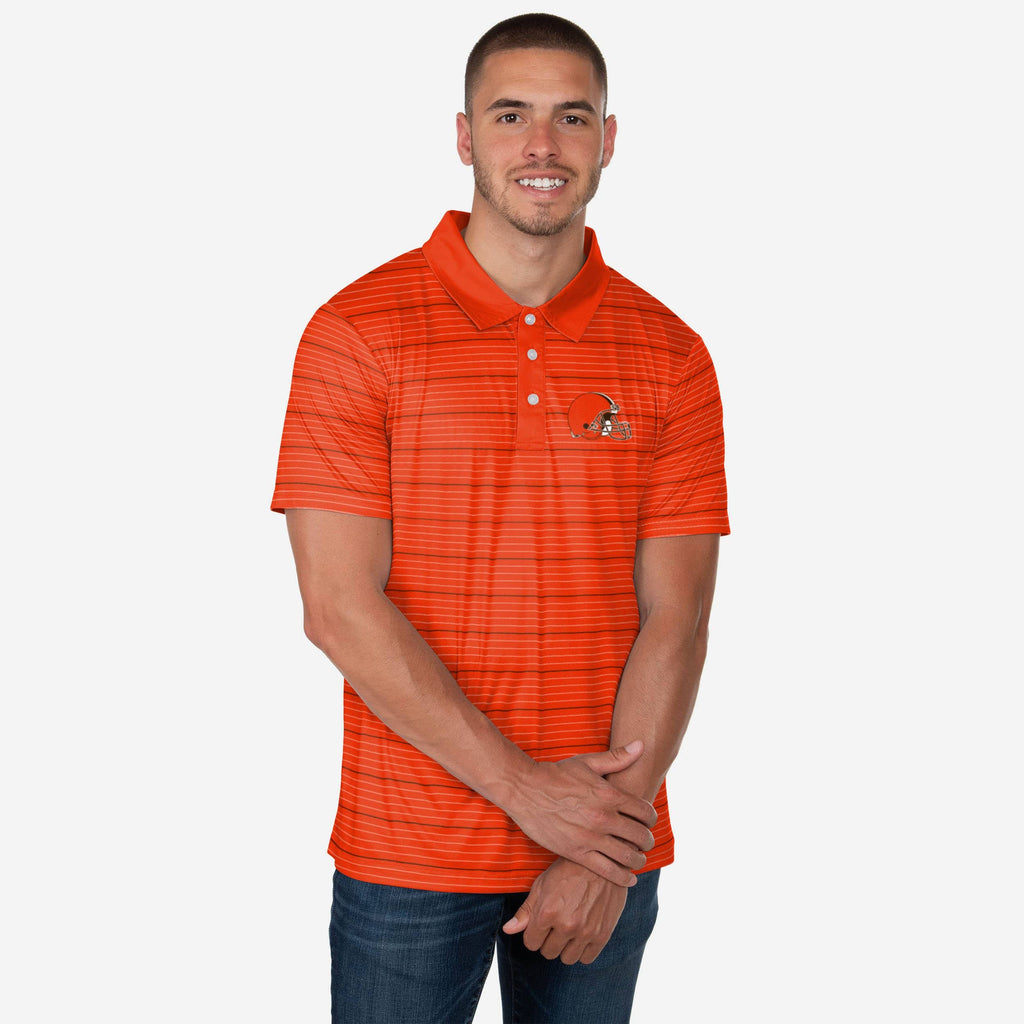 Cleveland Browns Striped Polyester Polo FOCO S - FOCO.com