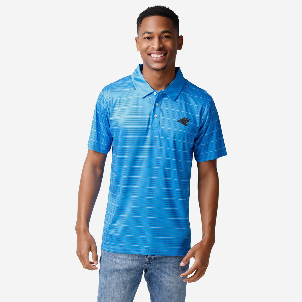 Carolina Panthers Striped Polyester Polo FOCO S - FOCO.com