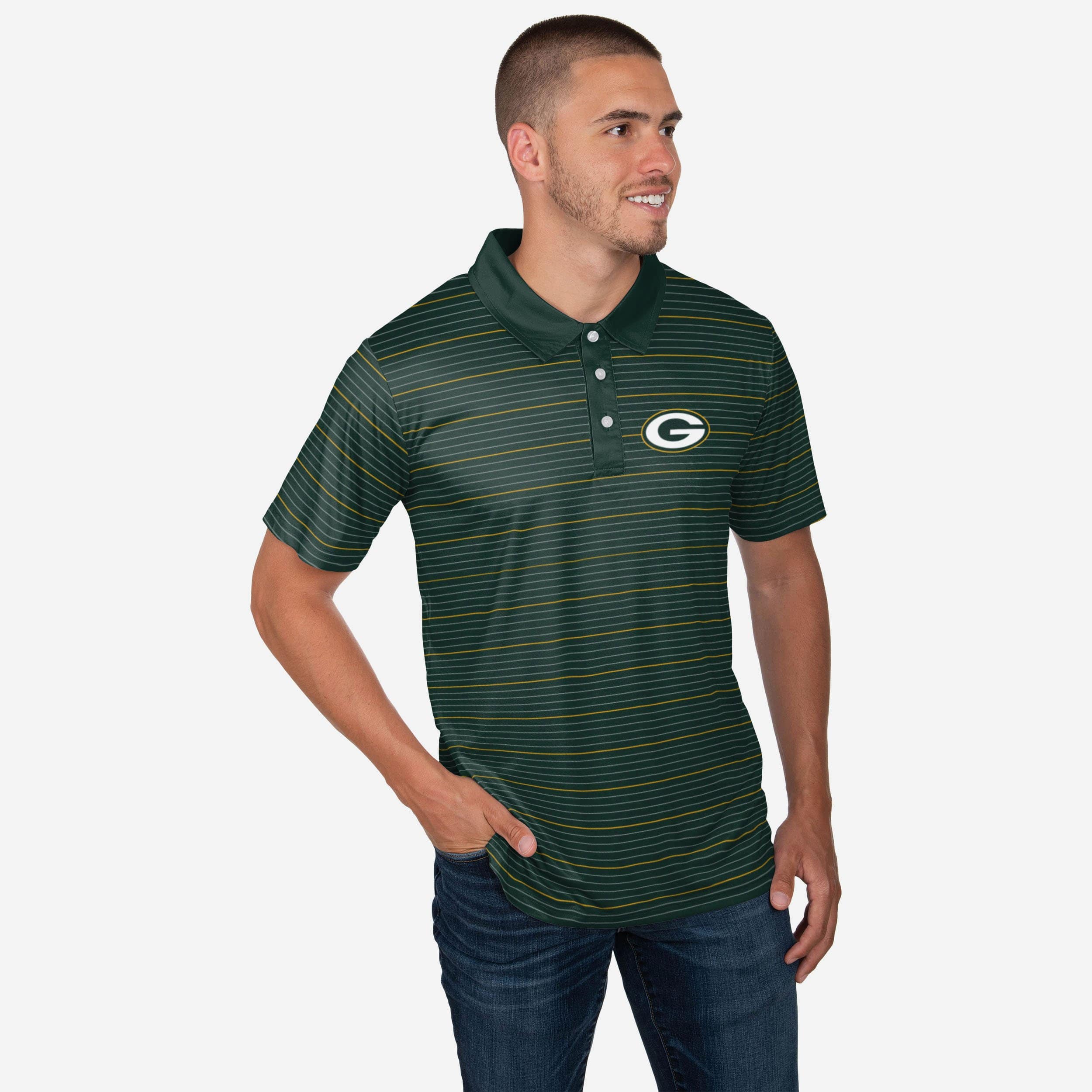 FOCO Green Bay Packers NFL Mens Workday Warrior Polyester Polo