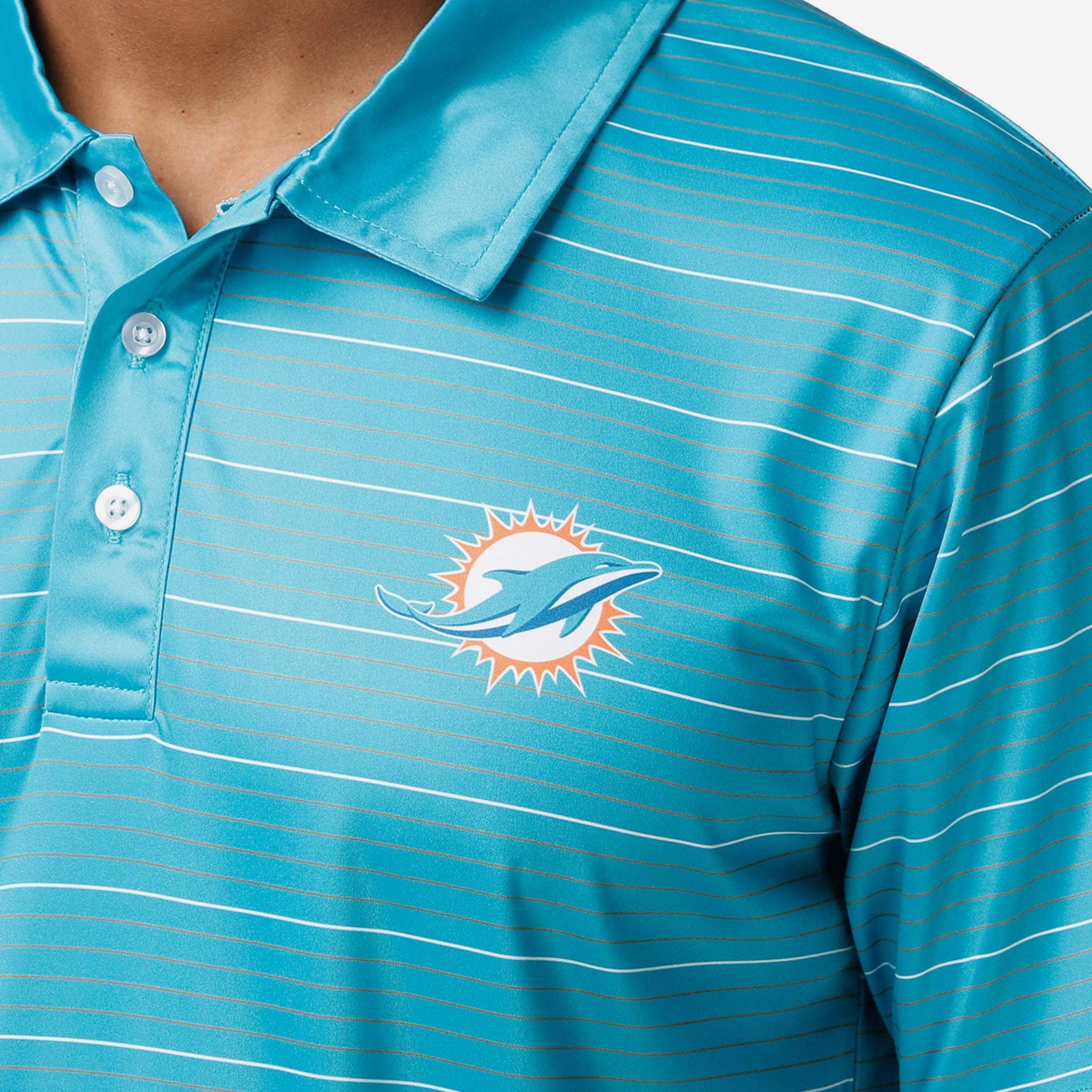 FOCO Miami Dolphins NFL Mens Striped Polyester Polo