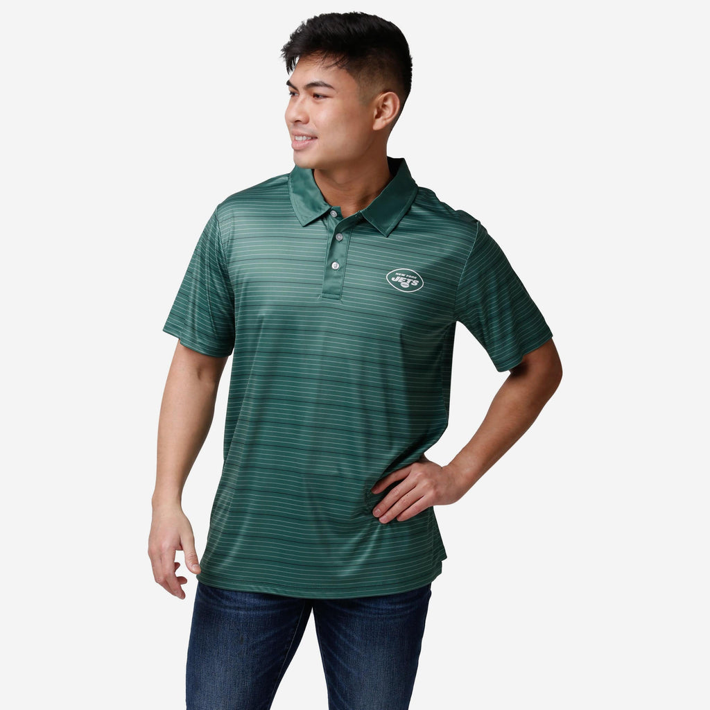 New York Jets Striped Polyester Polo FOCO S - FOCO.com