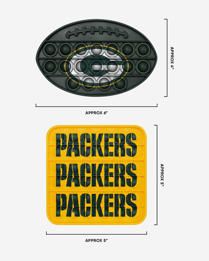 Green Bay Packers 2 Pack Ball & Square Push-Itz Fidget FOCO - FOCO.com