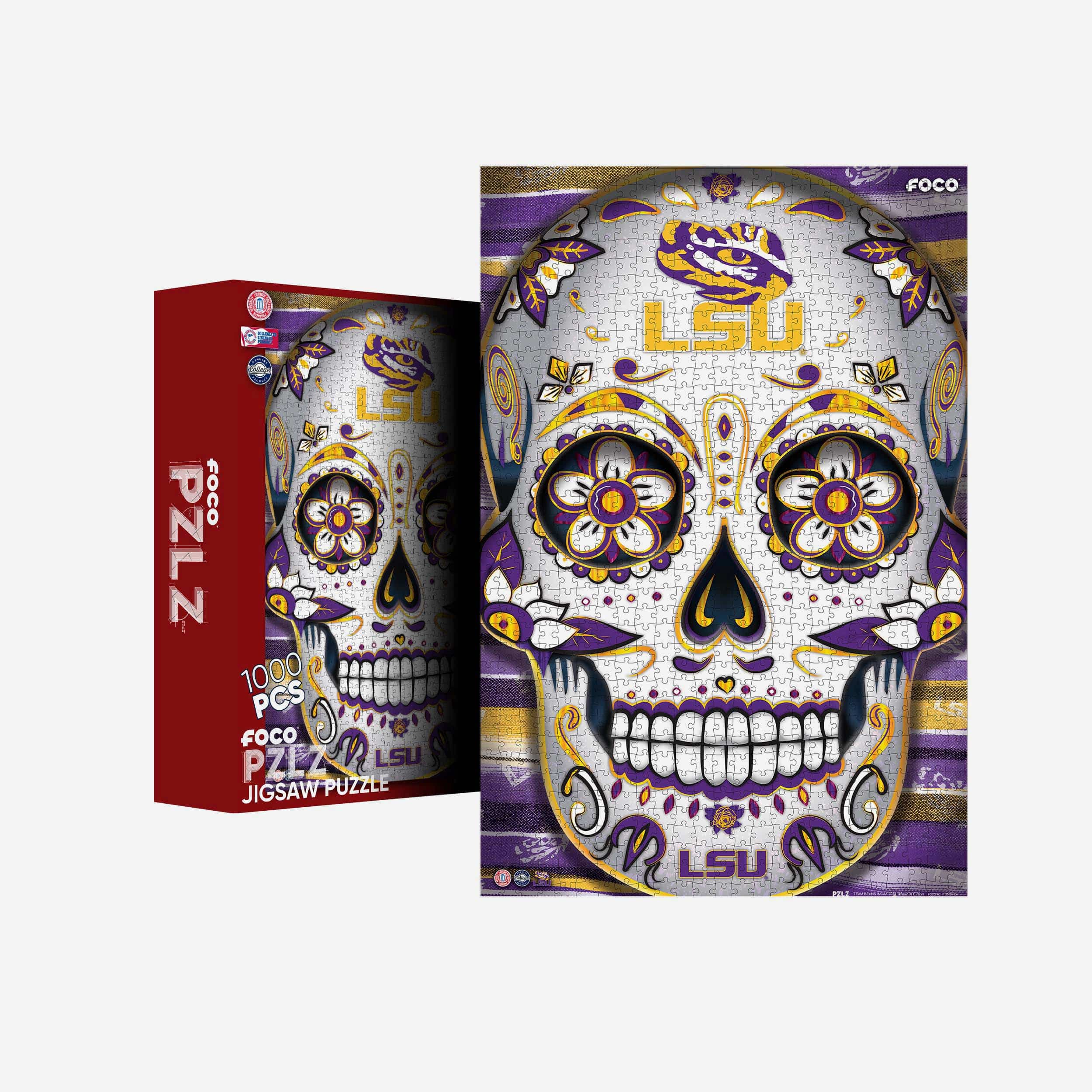 LSU Tigers Sugar Skull 1000 Piece Jigsaw Puzzle PZLZ FOCO