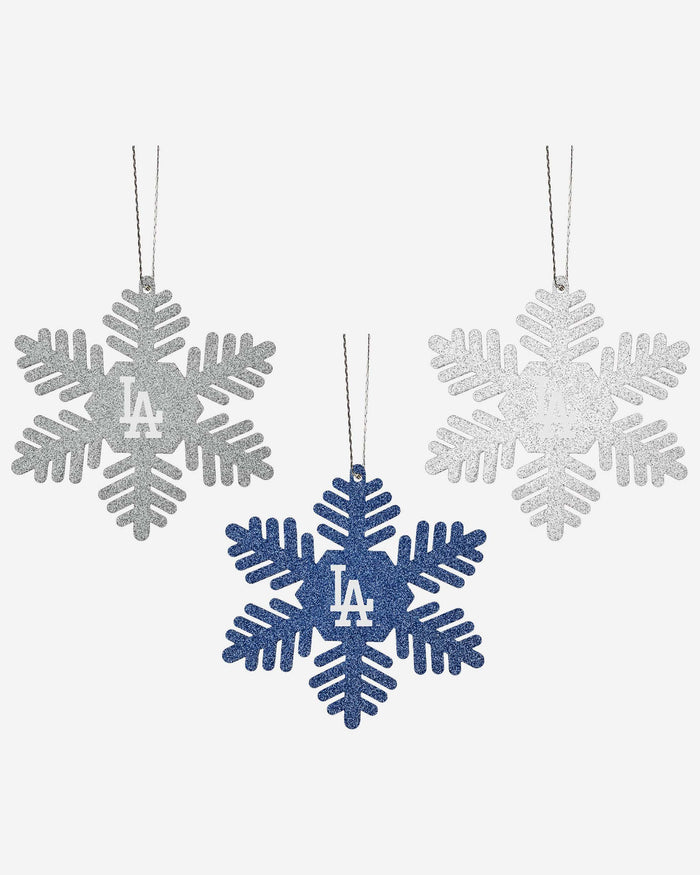 Los Angeles Dodgers 3 Pack Metal Glitter Snowflake Ornament FOCO - FOCO.com