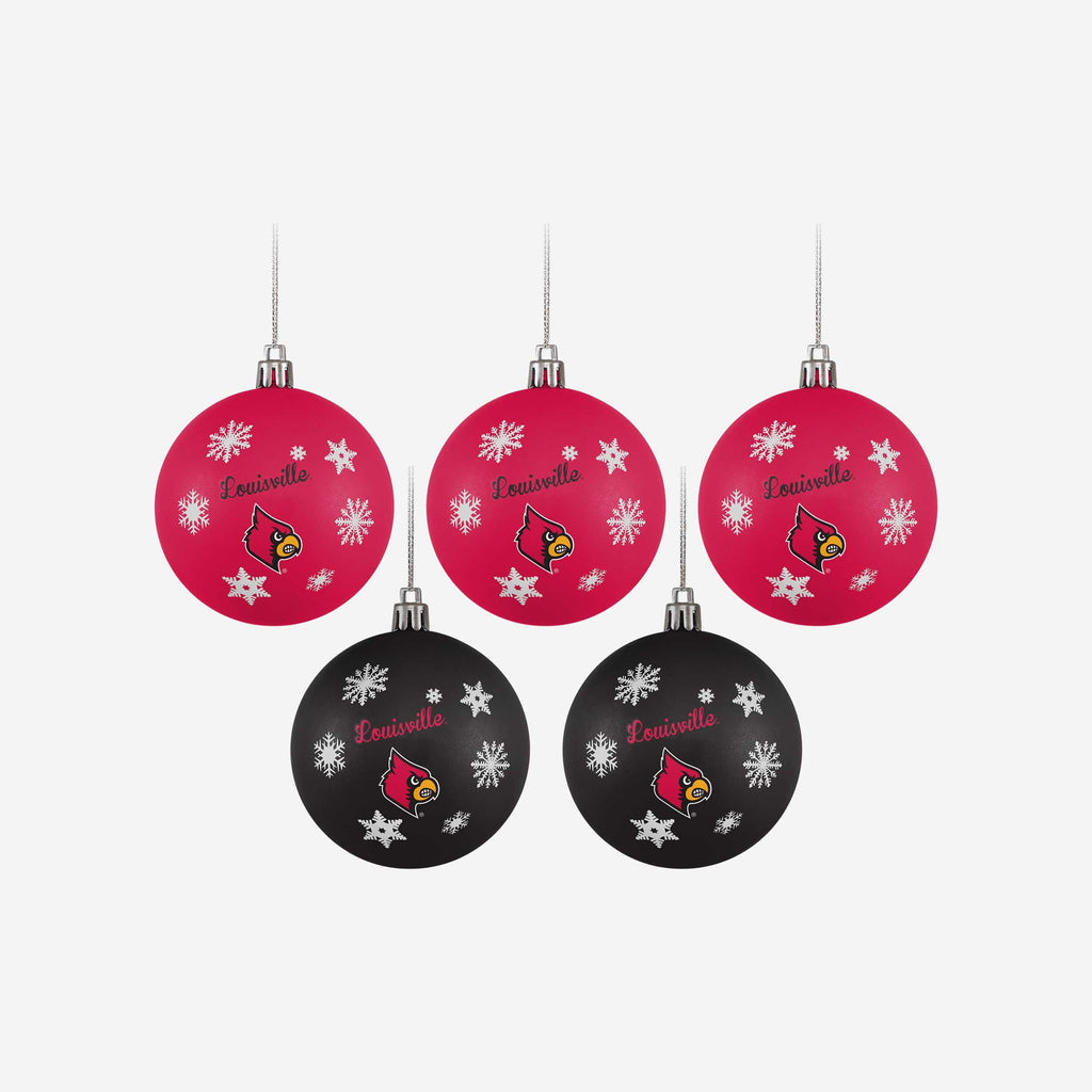 Louisville Cardinals 5 Pack Shatterproof Ball Ornament Set FOCO - FOCO.com