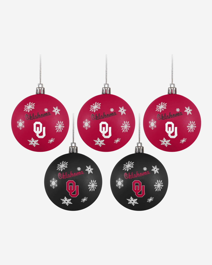 Oklahoma Sooners 5 Pack Shatterproof Ball Ornament Set FOCO - FOCO.com