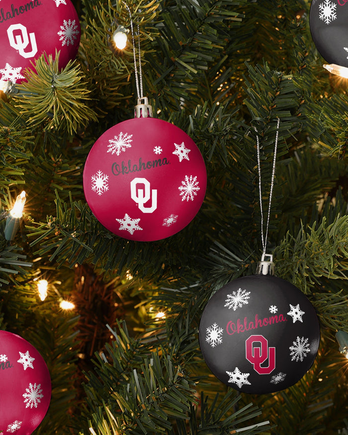 Oklahoma Sooners 5 Pack Shatterproof Ball Ornament Set FOCO - FOCO.com