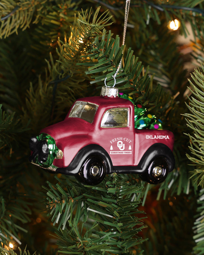 Oklahoma Sooners Blown Glass Truck Ornament FOCO - FOCO.com